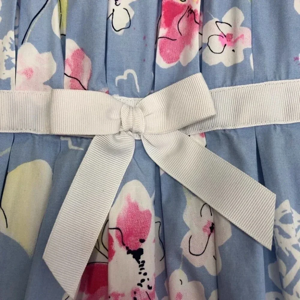 Hanna Andersson dress short sleeve blue floral‎ size 100cm or 4 years